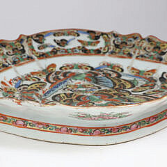 Pair of Chinese Export “Thousand Butterfly” Diamond Shape Serving Platters, 19th Century