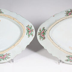 Pair of Chinese Export “Thousand Butterfly” Diamond Shape Serving Platters, 19th Century