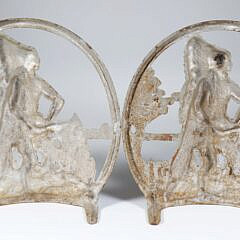 Pair of Vintage Cast Iron Silver Gilt Native American Doorstops
