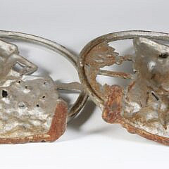 Pair of Vintage Cast Iron Silver Gilt Native American Doorstops