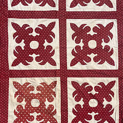 Vintage Hawaiian Red and White Applique Quilt