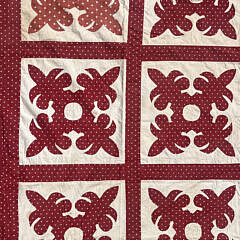 Vintage Hawaiian Red and White Applique Quilt