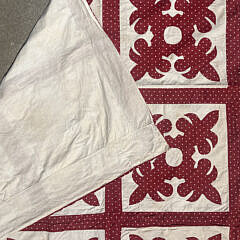 Vintage Hawaiian Red and White Applique Quilt