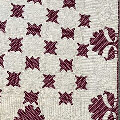 Red and White Applique Quilt, 19th Century