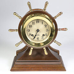 Vintage Chelsea Brass Ship’s Wheel Clock