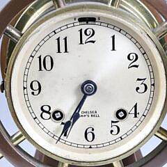 Vintage Chelsea Brass Ship’s Wheel Clock