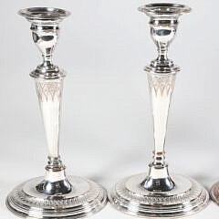 Set of Four English Sheffield Candlesticks, 19th Century