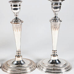 Set of Four English Sheffield Candlesticks, 19th Century