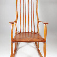 Signed Stephen Swift Cherrywood Rocking Chair, circa 1996