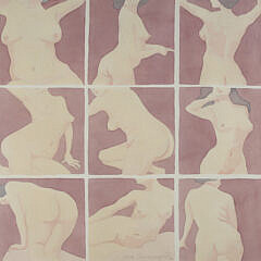 Jane Chermayeff Watercolor on Paper “Studies of a Nude”