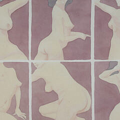 Jane Chermayeff Watercolor on Paper “Studies of a Nude”