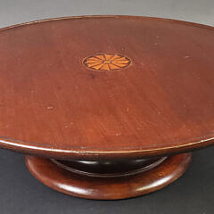 Rare Antique Satinwood Fan Inlaid Dish Top Lazy Susan, 19th century
