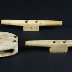 Pair of Whale Cleats Accompanies with Whalebone Block and Antique Ivory Sheave, 19th Century
