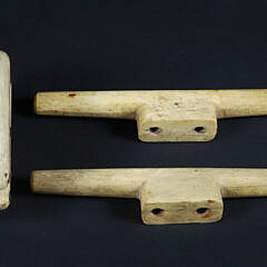 Pair of Whale Cleats Accompanies with Whalebone Block and Antique Ivory Sheave, 19th Century