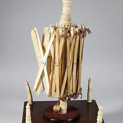 Whaleman Made Whalebone Swift on Primitive Stand, 19th Century