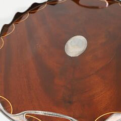 Vintage English Mahogany and Silver Plated Gallery Serving Tray