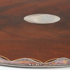 Vintage English Mahogany and Silver Plated Gallery Serving Tray