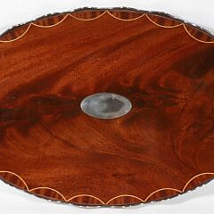 Vintage English Mahogany and Silver Plated Gallery Serving Tray
