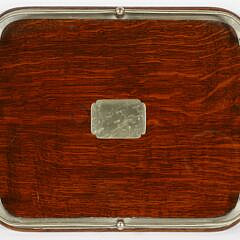 Vintage English Oak and Silver Plated Gallery Serving Tray