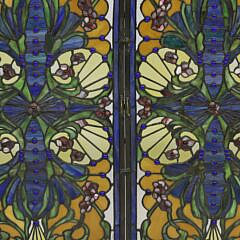 Three Antique Art Nouveau Double Pane Stained Glass Windows