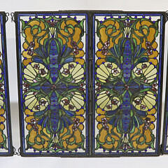 Three Antique Art Nouveau Double Pane Stained Glass Windows