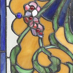 Three Antique Art Nouveau Double Pane Stained Glass Windows