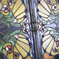 Three Antique Art Nouveau Double Pane Stained Glass Windows