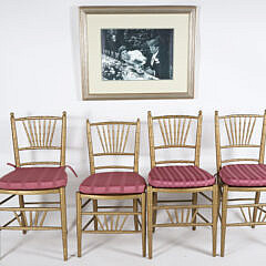 Photograph Print “John F. Kennedy and Jacqueline Bouvier Kennedy Wedding Reception” Together with Four Ballroom Chairs