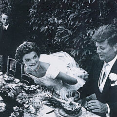 Photograph Print “John F. Kennedy and Jacqueline Bouvier Kennedy Wedding Reception” Together with Four Ballroom Chairs