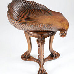 Finely Carved Walnut Ventetian Grotto Piano Stool, 19th Century