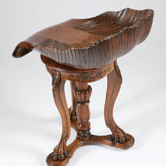 Finely Carved Walnut Venetian Grotto Piano Stool, 19th Century