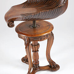 Finely Carved Walnut Venetian Grotto Piano Stool, 19th Century