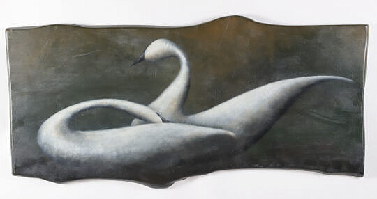 6-5464 Mike Butler Oil White Swans A 9541_3 JPG
