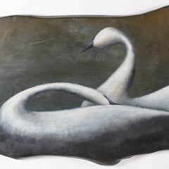 Mike Butler Oil on Wood Panel “Portrait of Two White Swan”, circa 2024