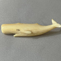 Signed Charlie Sayle Sr. Carved Sperm Whale Pin and Seahorse Pendant, circa 1952