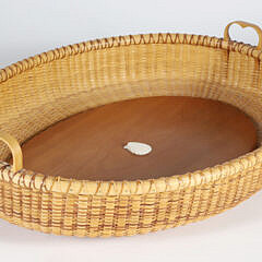 Woven Oval Double Handle Nantucket Basket Serving Tray
