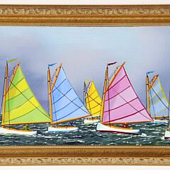 Jerome Howes Oil on Artist Board “Nantucket Rainbow Fleet”