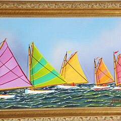 Jerome Howes Oil on Artist Board “Nantucket Rainbow Fleet”