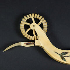 Antique Whale Ivory Abalone Inlaid Pie Crimper, 19th Century
