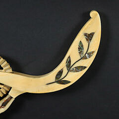 Antique Whale Ivory Abalone Inlaid Pie Crimper, 19th Century