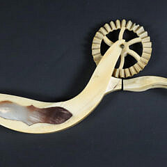 Antique Whale Ivory Abalone Inlaid Pie Crimper, 19th Century