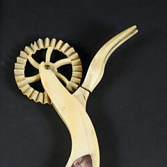 Antique Whale Ivory Abalone Inlaid Pie Crimper, 19th Century