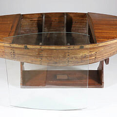 Vintage Hand Crafted Glass Top Dory Coffee Table