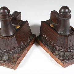 Pair of Vintage Lignum Vitae Lighthouse Bookends