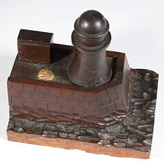 Pair of Vintage Lignum Vitae Lighthouse Bookends