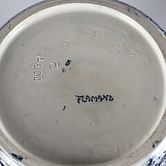 Pair of Antique Flamand Blue and White Transferware Covered Jars