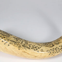Large Scrimshaw English Steer Horn, 19th Century