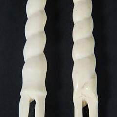 Twelve Carved Bone Twisted Handle Lobster Picks