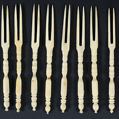 Ten Carved Bone Lobster Picks