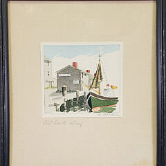 Doris and Richard Beer Nantucket Watercolor on Paper “Old South Wharf”